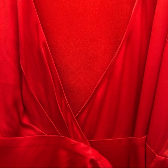 Bardot Red Satin Wrap Mini Dress - Picture 7 of 7
